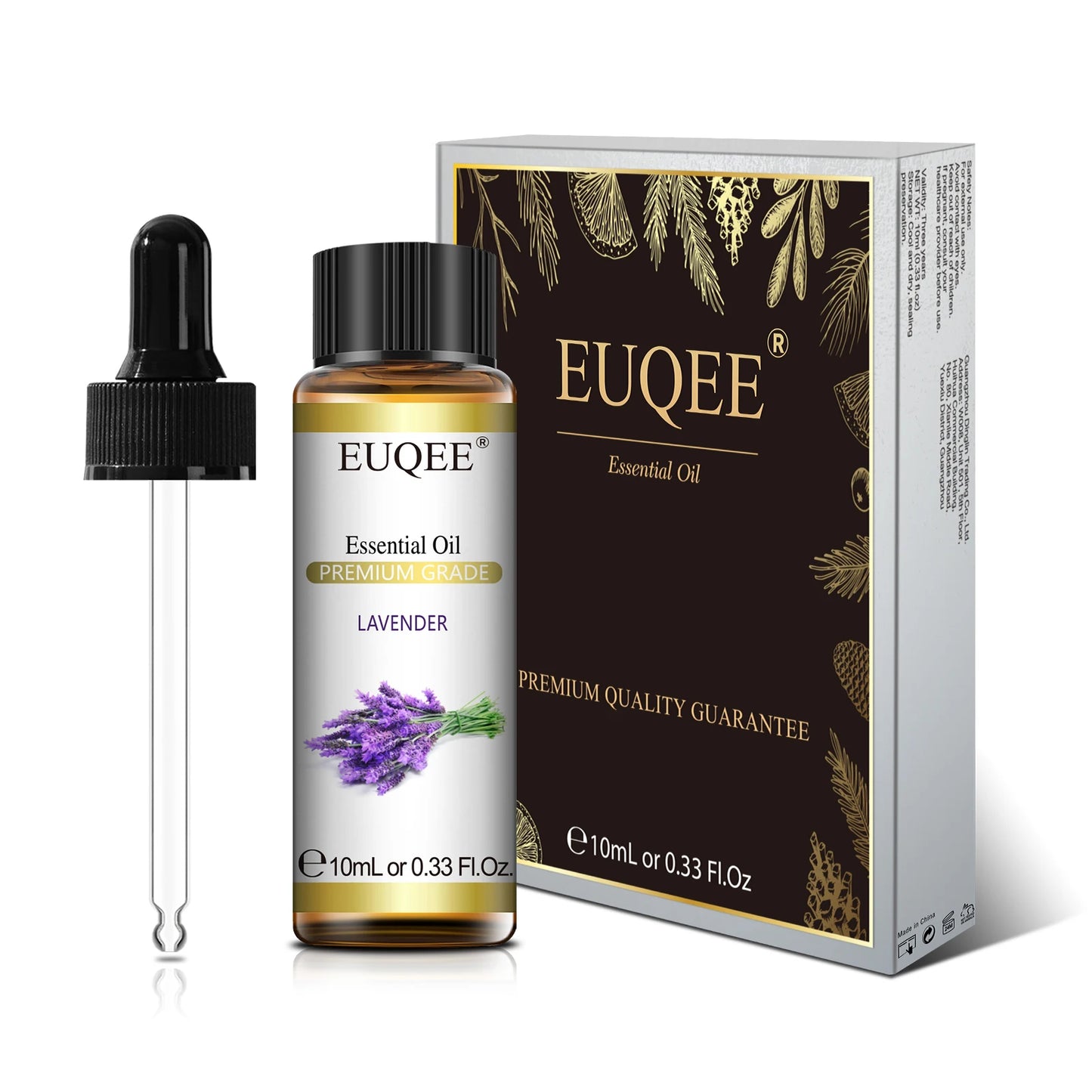 EUQEE 10ml Natural Plant Essential Oil with Dropper – Pure Lavender, Jasmine, Eucalyptus, Vanilla Oils for Diffuser, Humidifier, Aromatherapy