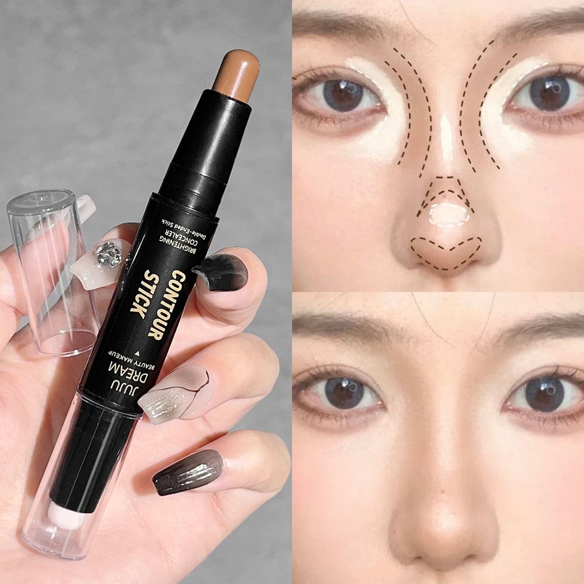 Double-Ended Contour & Highlighter Stick – 3D Face Shaping, Brightening, and Nose Shadow Makeup Stick