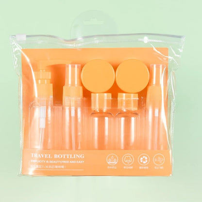 7PCS Travel Refillable Bottle Set with Clear Bag – Portable Toiletry Kit for Shampoo, Lotion, Body Wash, Skincare & More