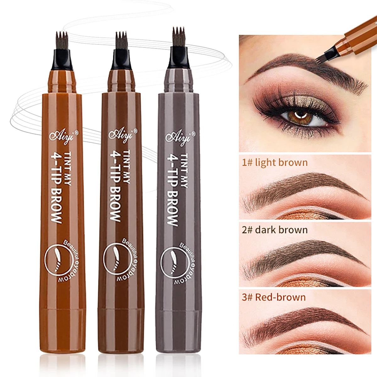 4 Tip Eyebrow Pencil Waterproof Long Lasting Micro Fork Brow Pen Natural Look