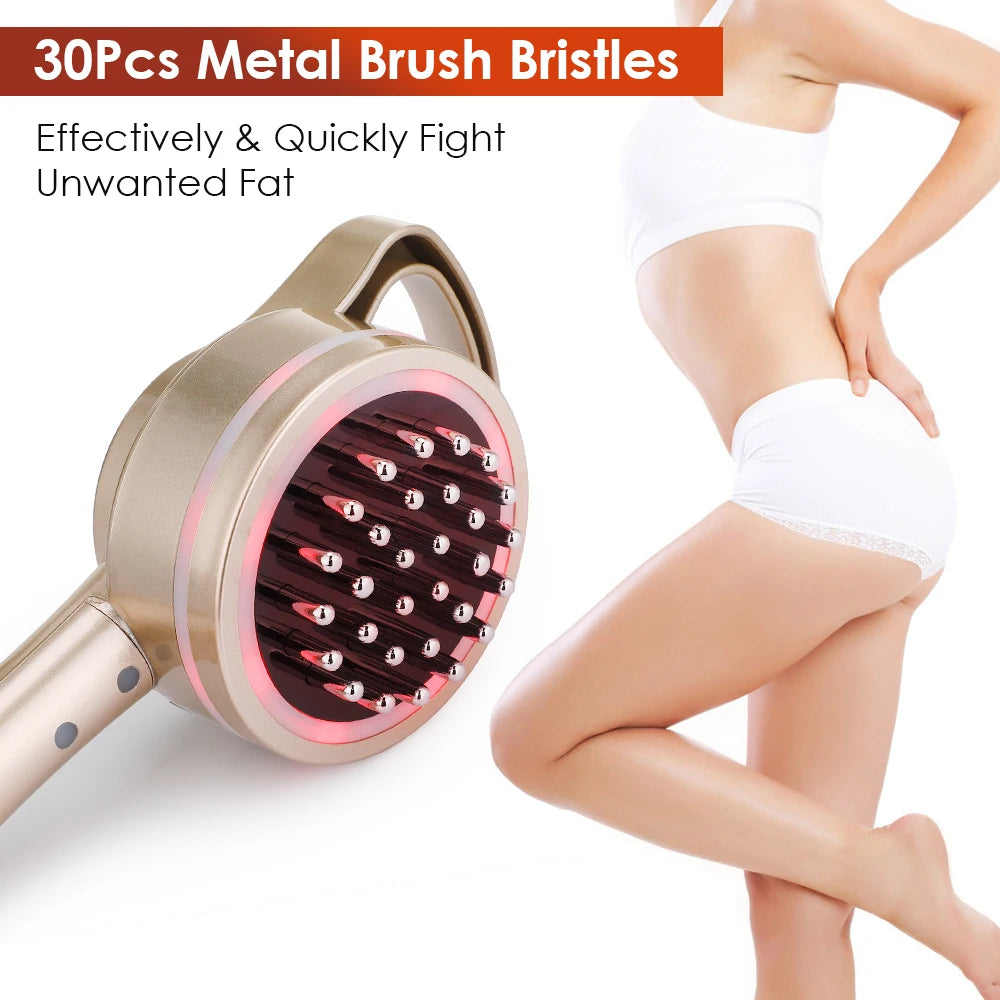 Heated Vibration Body Massage Brush with Microcurrent & LED Light – Electric Body Massager for Relaxation