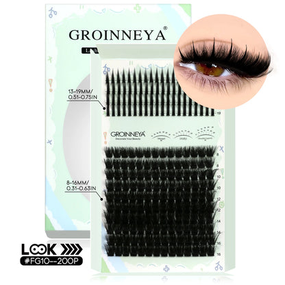 GROINNEYA Lash Clusters Kit – Spiky D-Curl Individual Lash Extensions with Bond & Seal for DIY Eyelash Application