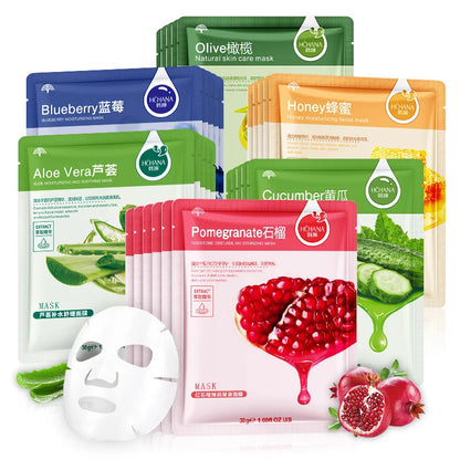 30 Pcs Fresh Fruit Facial Masks – Korean Skincare Sheet Masks for Deep Moisturizing, Firming & Hydrating Face Care