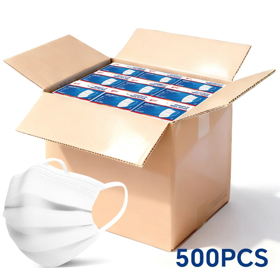 KN95-Style Disposable Face Masks 100–500 PCS Breathable Anti-Dust Earloop Protective Masks Adult