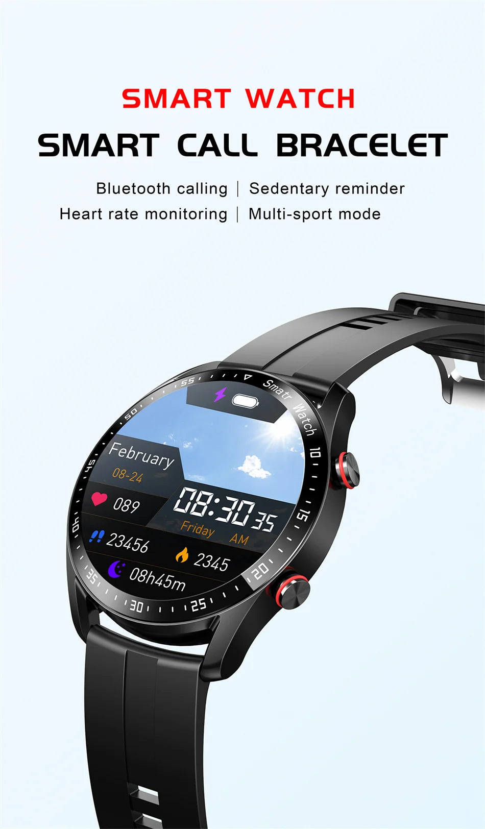 Men’s Bluetooth Smart Watch | Fitness & Activity Tracker | Call & Message Alerts | Waterproof Sports Smartwatch with Box
