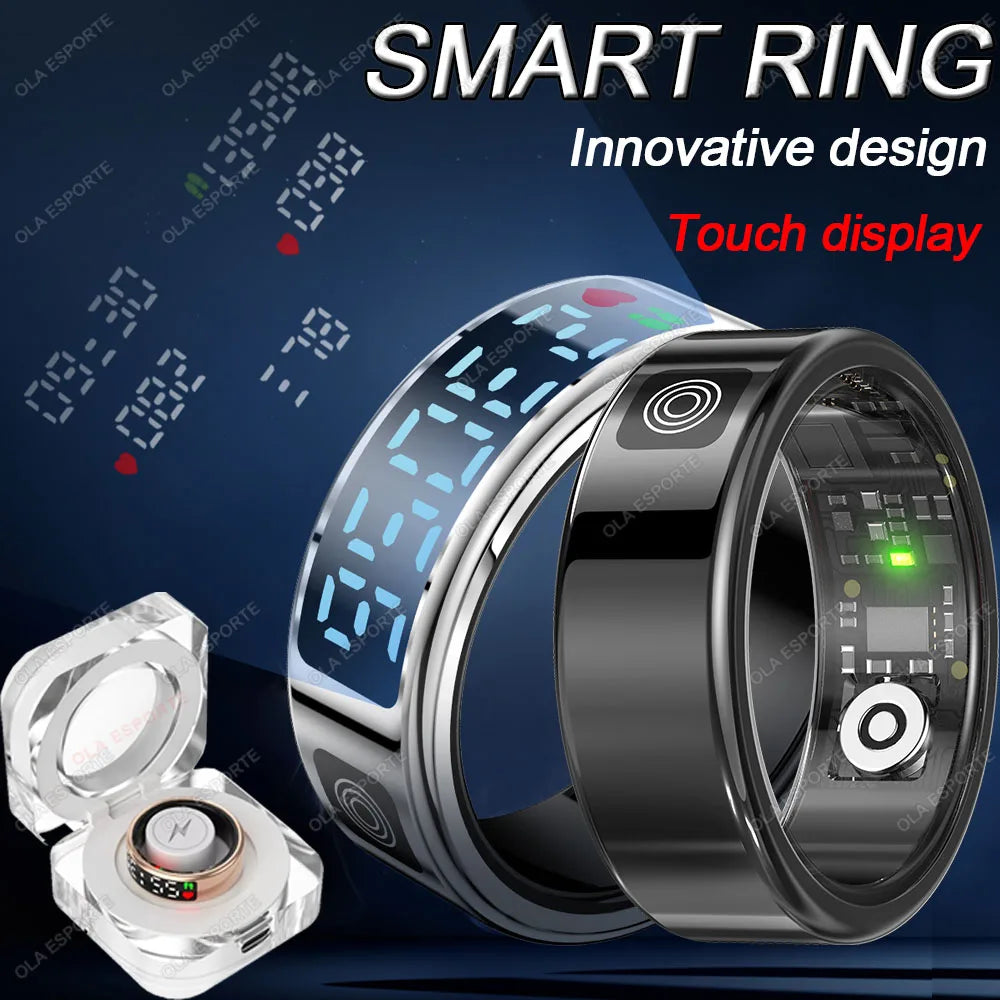 Smart Ring with Touch Display Heart Rate Sleep Tracker IP68 Waterproof Android iOS