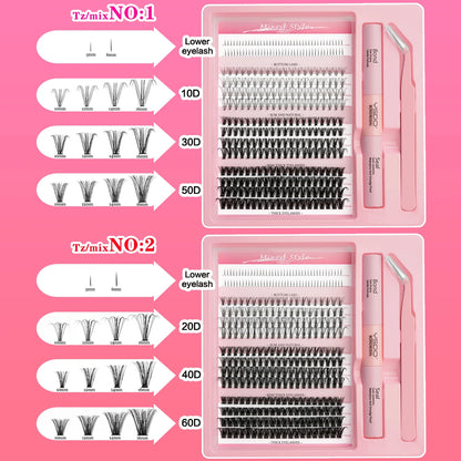 DIY Lash Clusters Extension Kit – Individual Eyelash Set (5–16mm) with Bond, Seal & Applicator Tool