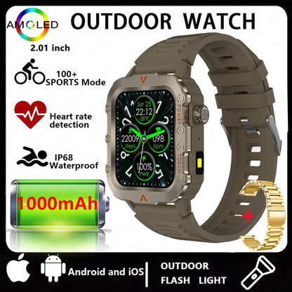Men’s Bluetooth Smart Watch with LED Flashlight | Call & Message Alerts | Fitness & Activity Tracker | Life Waterproof | Android & iOS