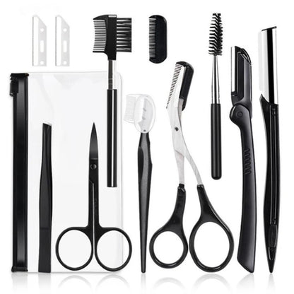 3–11PCS Eyebrow Grooming Tool Set – Stainless Steel Scissors, Tweezers, Razor & Brow Comb Makeup Kit