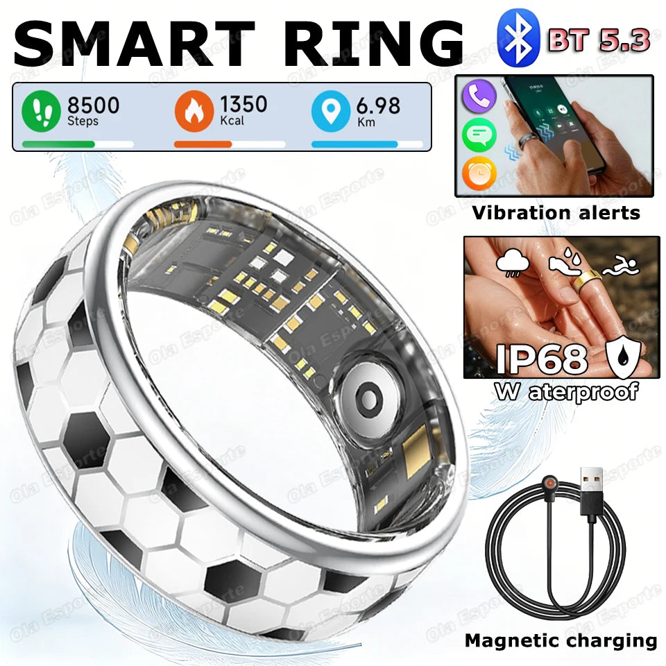 Smart Ring Fitness Tracker Call Alerts Sleep Monitor IP68 Waterproof Ring