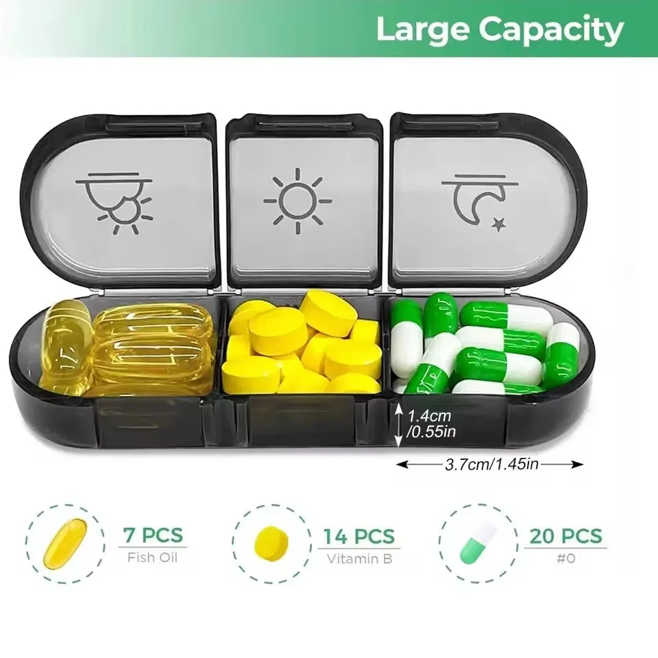 Weekly Pill Organizer Box – 7 Day Portable Travel Medicine Case with 14 Compartments for Pills, Vitamins & Supplements
