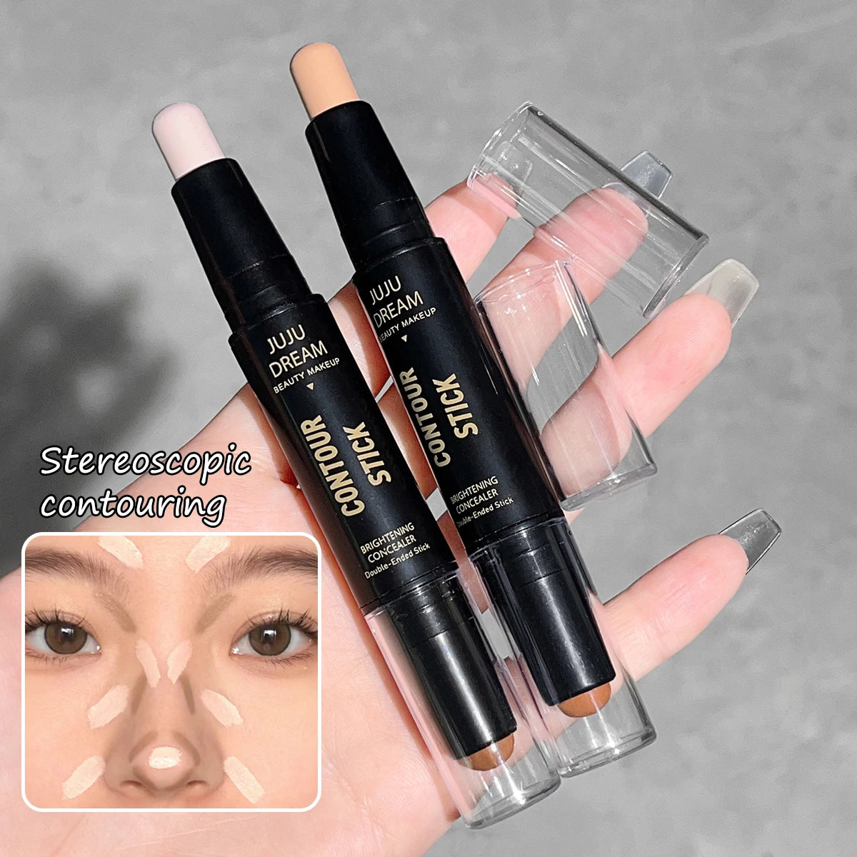 Double-Ended Contour & Highlighter Stick – 3D Face Shaping, Brightening, and Nose Shadow Makeup Stick