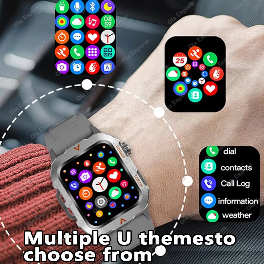 Men’s Bluetooth Smart Watch with LED Flashlight | Call & Message Alerts | Fitness & Activity Tracker | Life Waterproof | Android & iOS