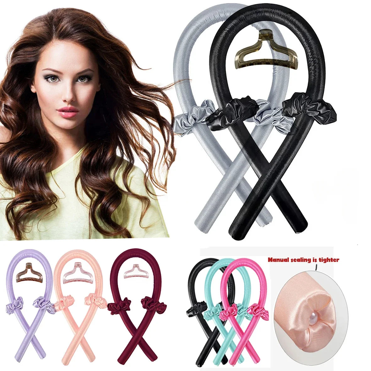 Heatless Curling Rod Headband – Soft Foam Hair Curlers for Sleeping, No-Heat Silk Curl Ribbon for Natural Waves & Curls
