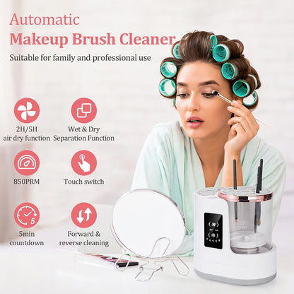 Automatic Makeup Brush Cleaner & Dryer – Electric Cosmetic Brush Washing Machine, Air Drying Stand