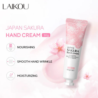 LAIKOU Sakura Hand Cream – Whitening, Anti-Wrinkle, Moisturizing, Anti-Crack, 30g Korean Skincare