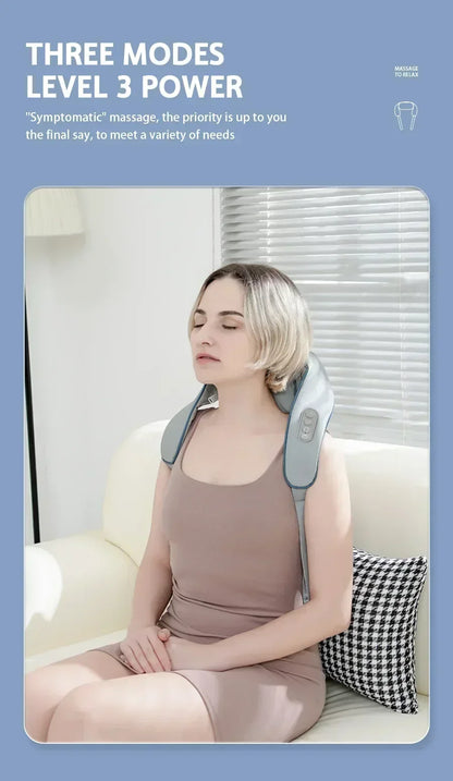 Smart Electric Heated Neck Massager Shawl – Portable Shiatsu Kneading Device for Muscle Relief & Relaxation
