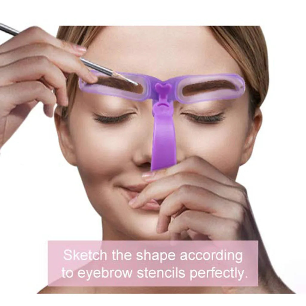8-in-1 Reusable Eyebrow Stencil Set – Brow Shaping Templates with Handle & Strap, Makeup Tool Kit