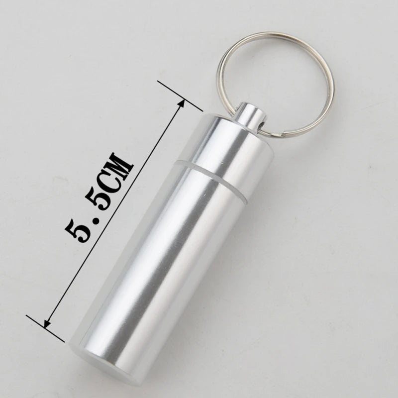 Waterproof Aluminum Pill Box – Portable Medicine Case with Keychain for Travel, Outdoor, and Emergency Use