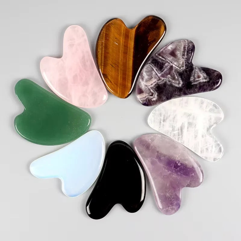 Natural Stone Gua Sha Facial Massage Tool Rose Quartz Amethyst Face Care Scraping Tool