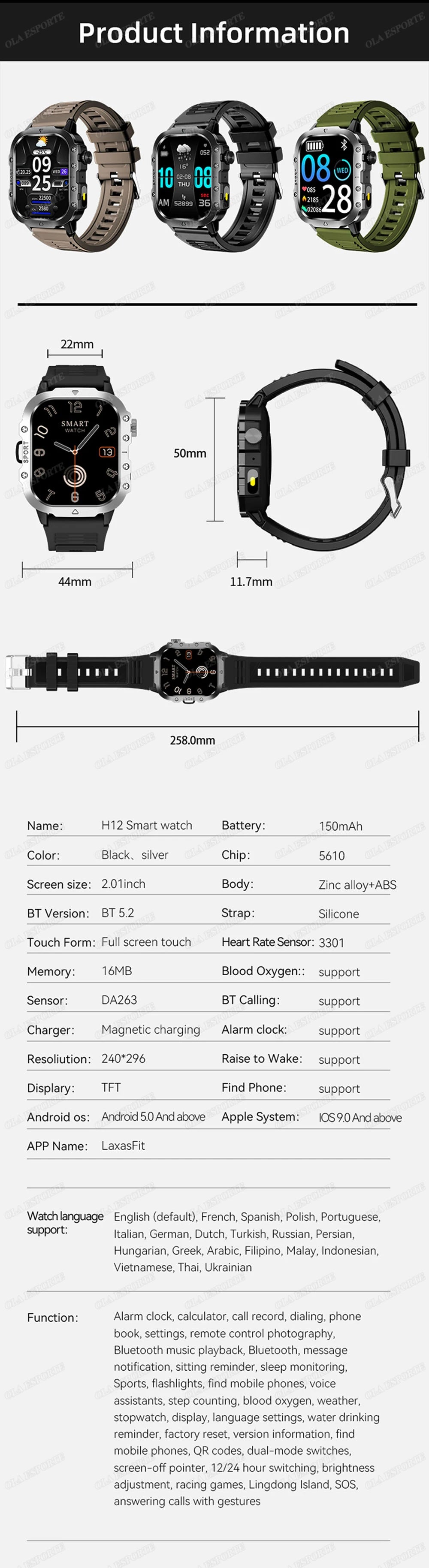 Men’s & Women’s Smart Watch – Fitness Tracker with Heart Rate, Sleep Monitor, Waterproof & Bluetooth Calls for iOS & Android