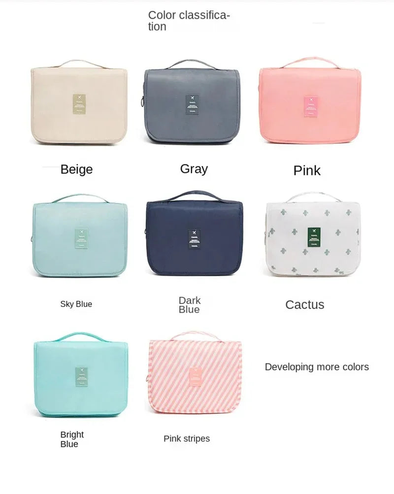 High-Quality Travel Makeup Bag – Waterproof Toiletry Organizer with Hook | Lightweight Cosmetic Storage Pouch for Women