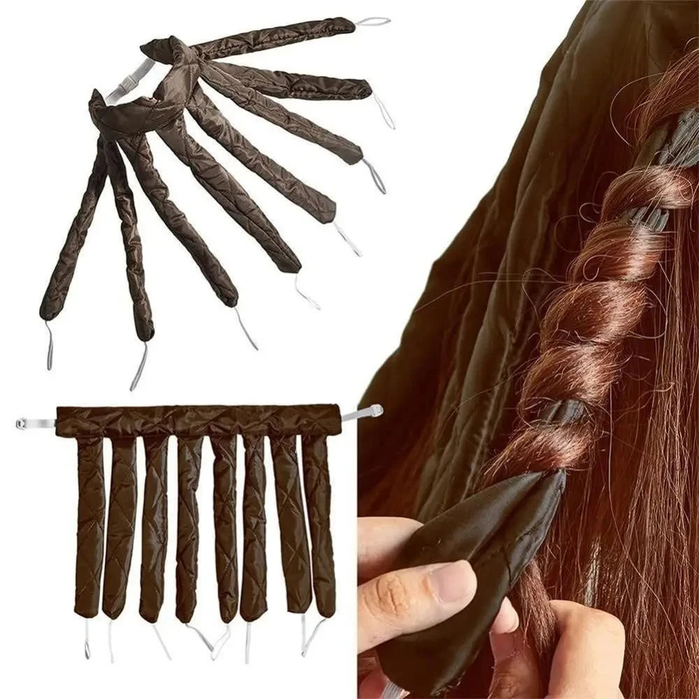 Heatless Curling Rod Headband Set – Soft Sleep Hair Rollers, No-Heat Silk Ribbon Curlers, Lazy Wave Formers (8-Piece)