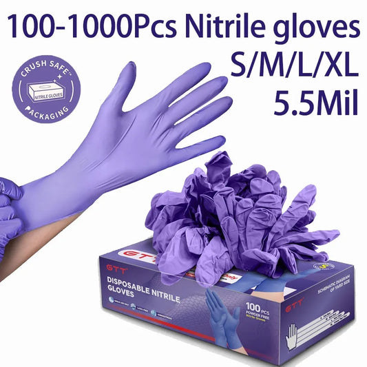 GTT Nitrile Disposable Gloves 5.5 Mil Powder Free Latex Free Purple S-XL