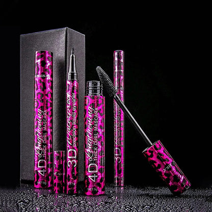 ANQINA 4D Waterproof Mascara & Liquid Eyeliner Set – Long-Lasting Curling Eye Makeup (Full Size)