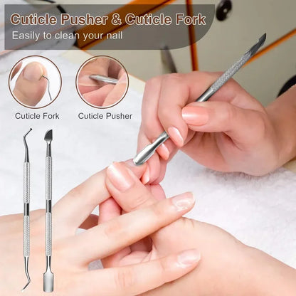 27PCS Pedicure & Manicure Foot Care Kit – Stainless Steel Tools for Callus Removal, Peeling, Exfoliating & Foot Scrubbing