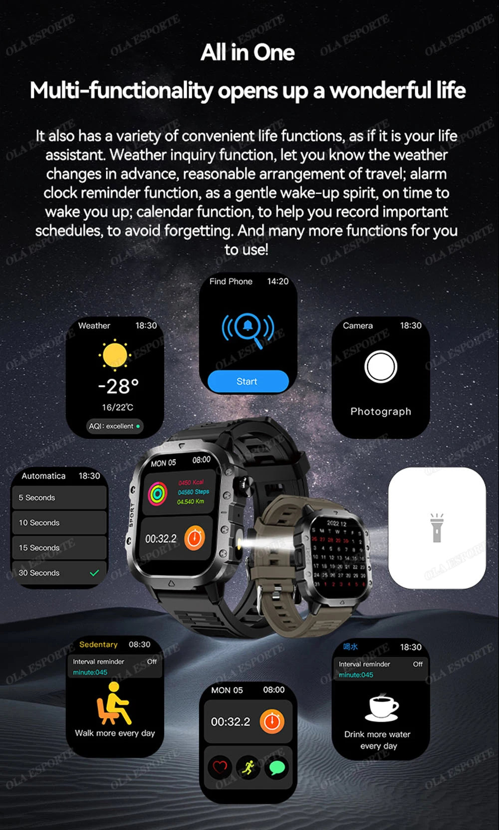 Men’s & Women’s Smart Watch – Fitness Tracker with Heart Rate, Sleep Monitor, Waterproof & Bluetooth Calls for iOS & Android