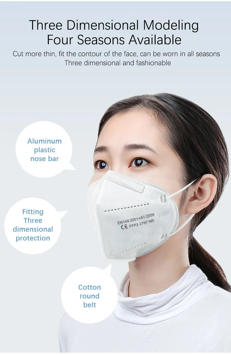 Multi-Color KN95 Face Masks 10/50/100/200 PCS – 5-Layer Protection