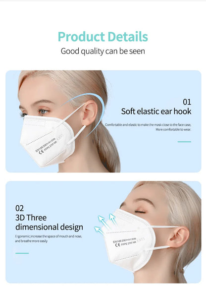 Multi-Color KN95 Face Masks 10/50/100/200 PCS – 5-Layer Protection